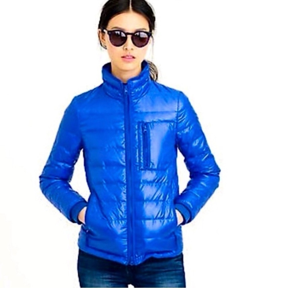 J Crew Women's Regal Blue Puffer Jacket Size XXS